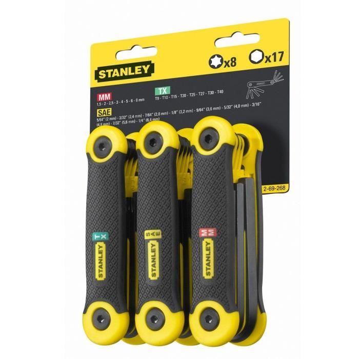 STANLEY 3 jeux de 25 clés pliables - 1,5 à 8mm