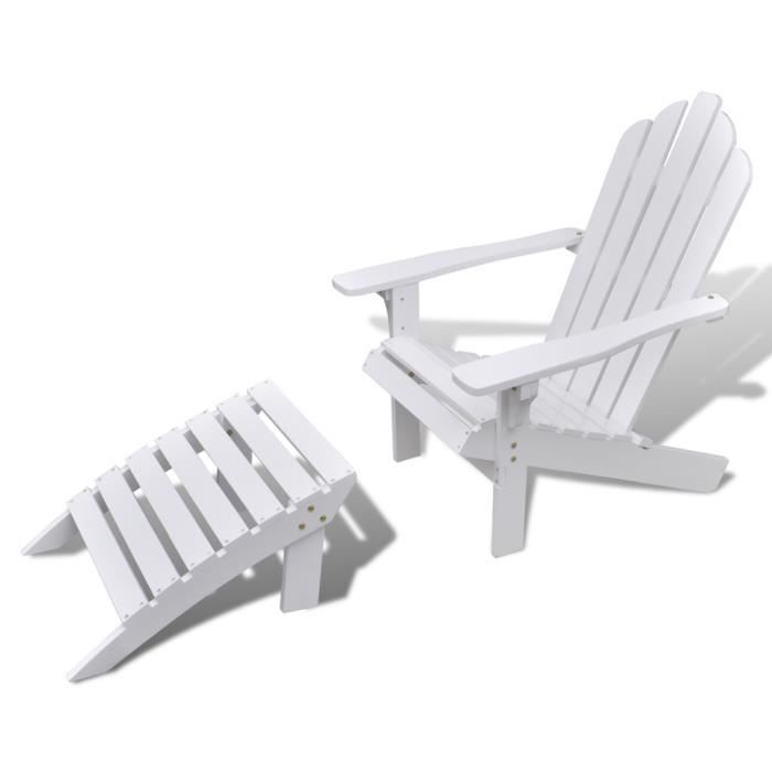 Chaise salon de jardin en bois blanc avec repose-pieds - Achat ... Chaise salon de jardin en bois blanc avec repose-pieds - Achat ...