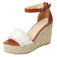 ESCARPIN Femmes Casual Wedge tissu Boucle Sangle plate-form ESCARPIN Femmes Casual Wedge tissu Boucle Sangle plate-form