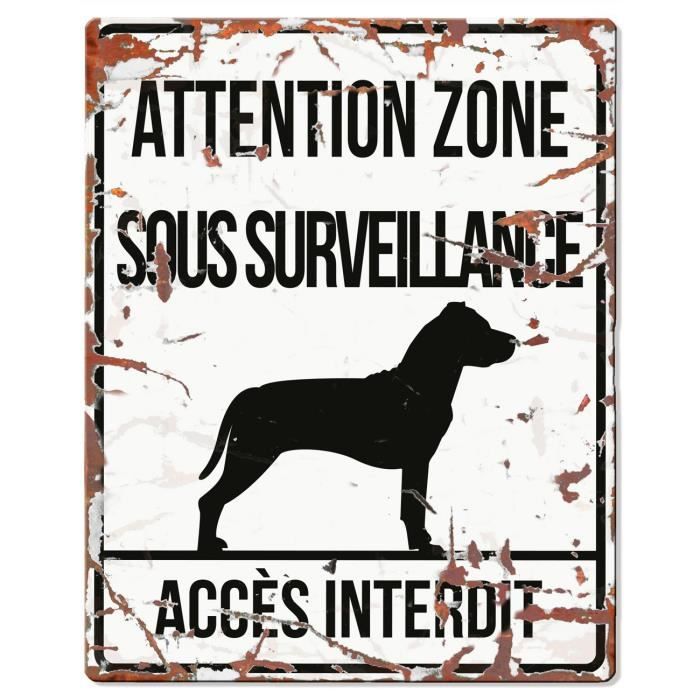 D&D Plaque Attention Chien Stafford - Blanc