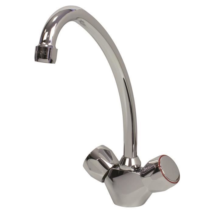 ESSEBAGNO Robinet mélangeur de cuisine Label - Sans douchette - Chromé - Certifié NF