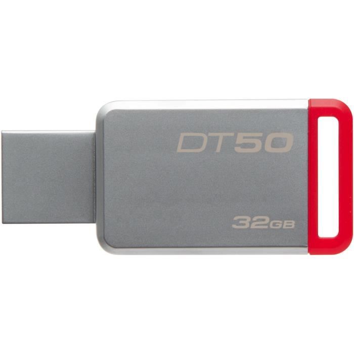 KINGSTON Clé USB DataTraveler 50 32Go USB 3.0 - Métal et rouge