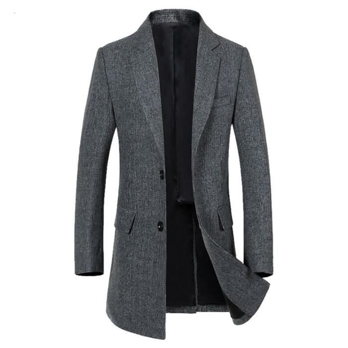 Carreaux Slim D'automne Veste Fine Homme À Col Casual Longue Mi Revers wIwgxqTdf