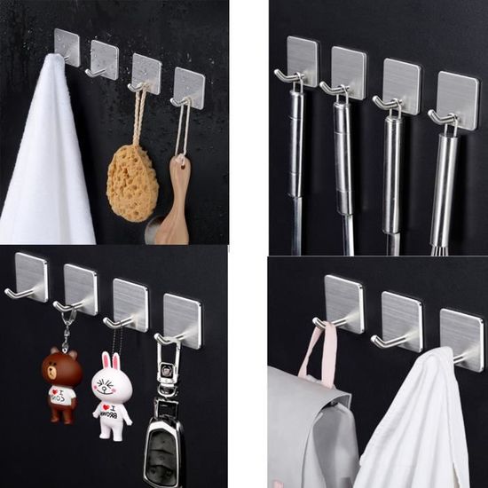 4 crochets adhésive plastique ovale Wandhaken serviette support Türhaken Blanc