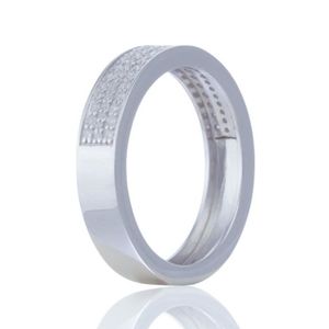 MONTRE BAGUE Alliance Argent Demi,tour Oxydes Blanc Victoria Ki