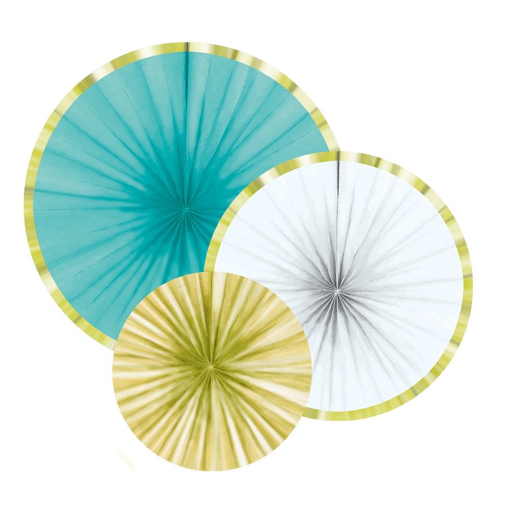 AMSCAN Lot de 3 Éventails à suspendre - Coloris assortis