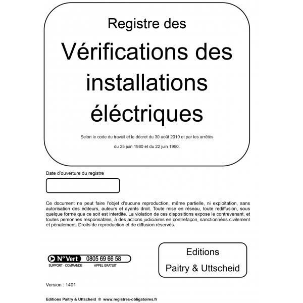 Registre des vérifications des installations él… - Achat / Vente ...