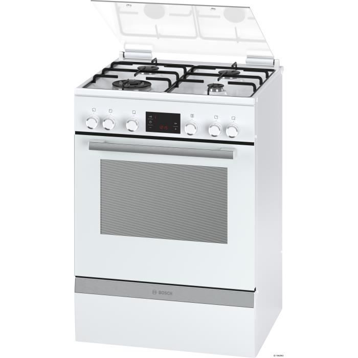 BOSCH HGD74W322F - Cuisinière table gaz-4 foyers-Four électrique-Catalyse-66L-A-L60 x H 85cm-Blanc