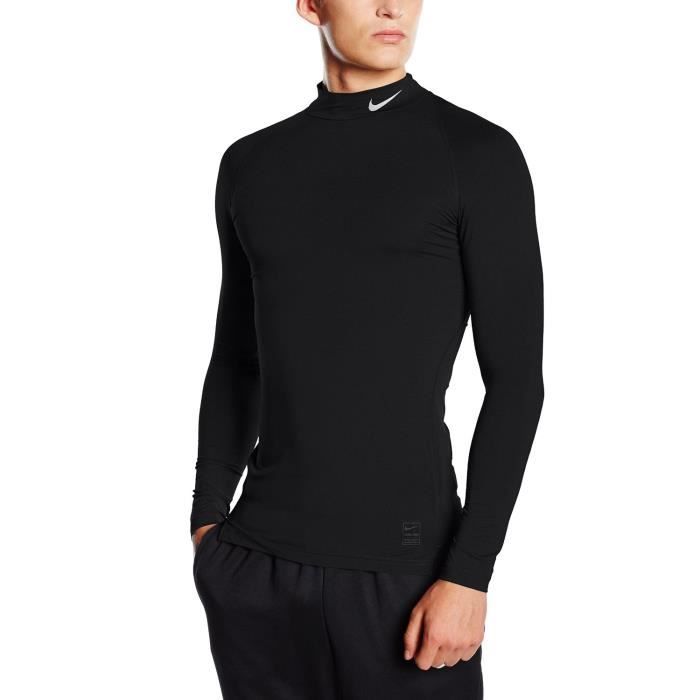 NIKE Haut d'entrainement compression Manches longues Mock - Homme - Noir