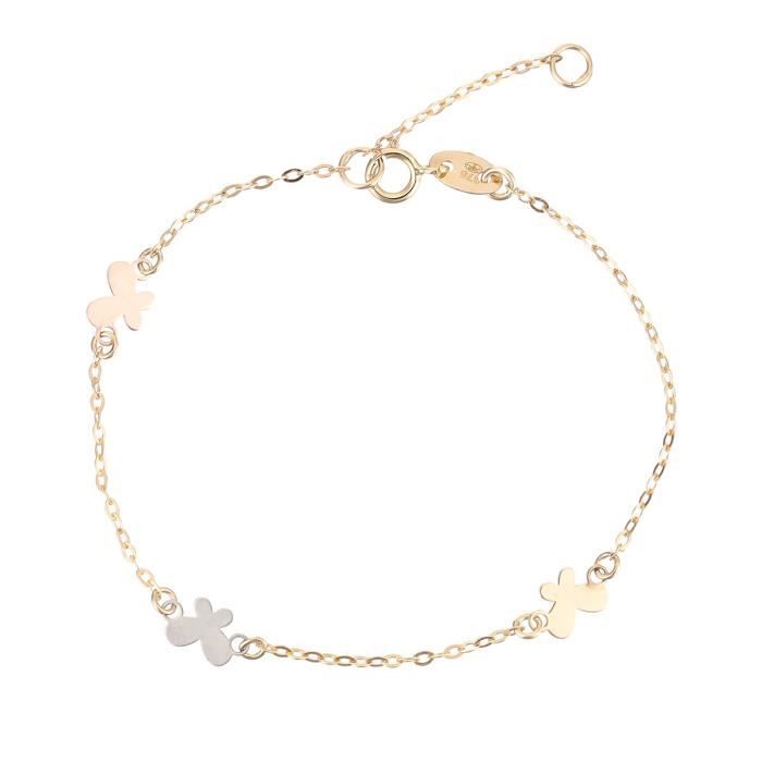 YSORA Bracelet Or Bicolore 375° Papillon Enfant