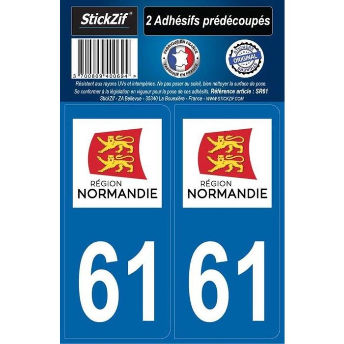 STICKZIF 2 Autocollants Région Département 61 SR61