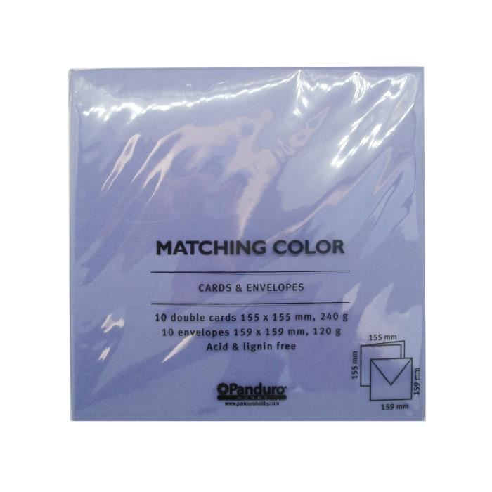 PANDURO Enveloppes Cartes Mauve x10 - Carrées pré-pliées - Poids 240 g - 155x155 cm
