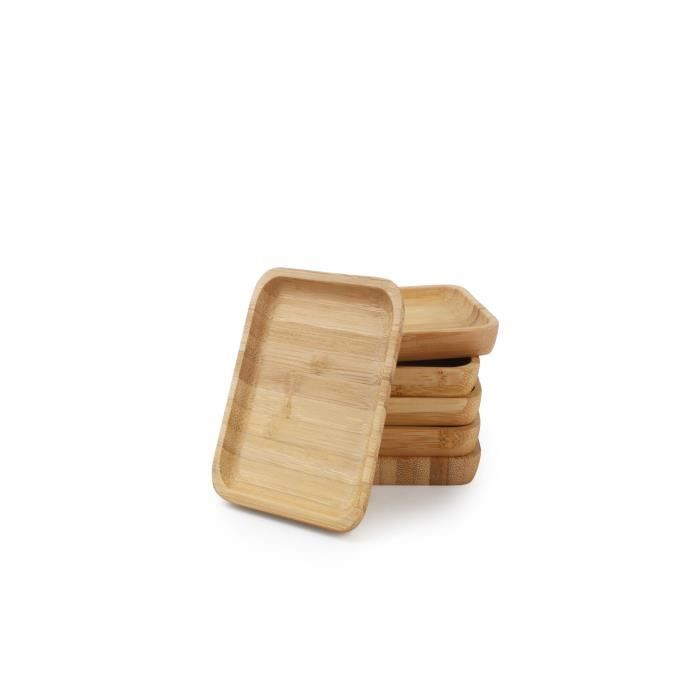 YONG Set de 6 sous-verre - 9x9 cm - Bambou