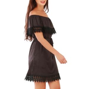 La Modeuse Robe Courte Femme Col Bardot Noir Achat