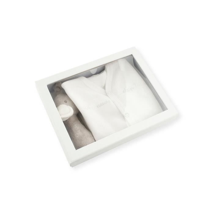 BAMBAM Boîte cadeau qui veut dormir - Dès la naissance - Blanc et gris - Tissu - 24,5 x 7 x 18 cm