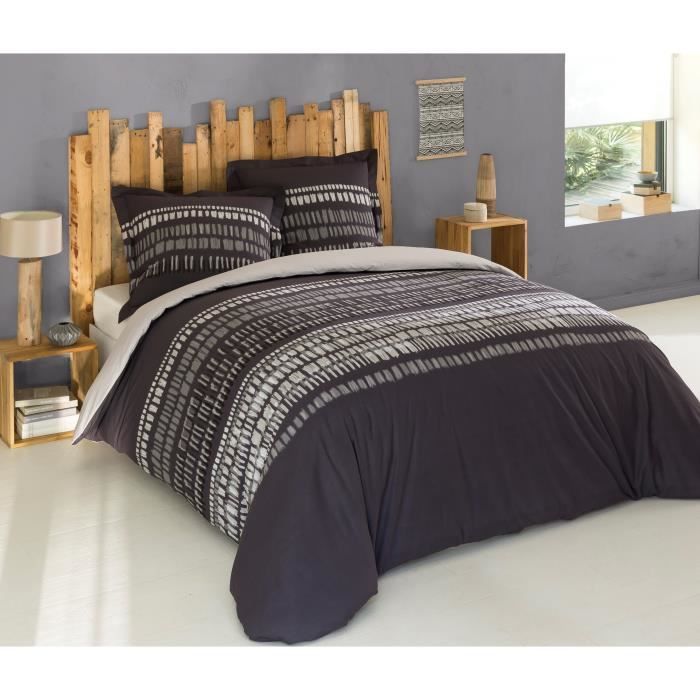 VISION Parure de couette 100% Coton OSCAR Gris Anthracite 200x200cm