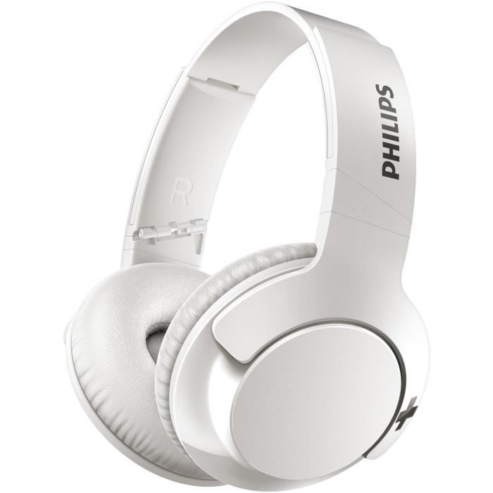 PHILIPS SHB3175WT/00 Casque Bluetooth avec technologie BASS+ - 12 heures d'autonomie - Blanc