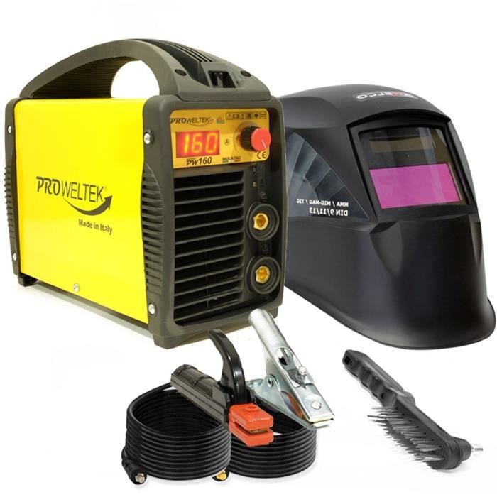 PROWELTEK Poste à souder inverter 160a numerique pw160 + cagoule lcd automatique 9/13