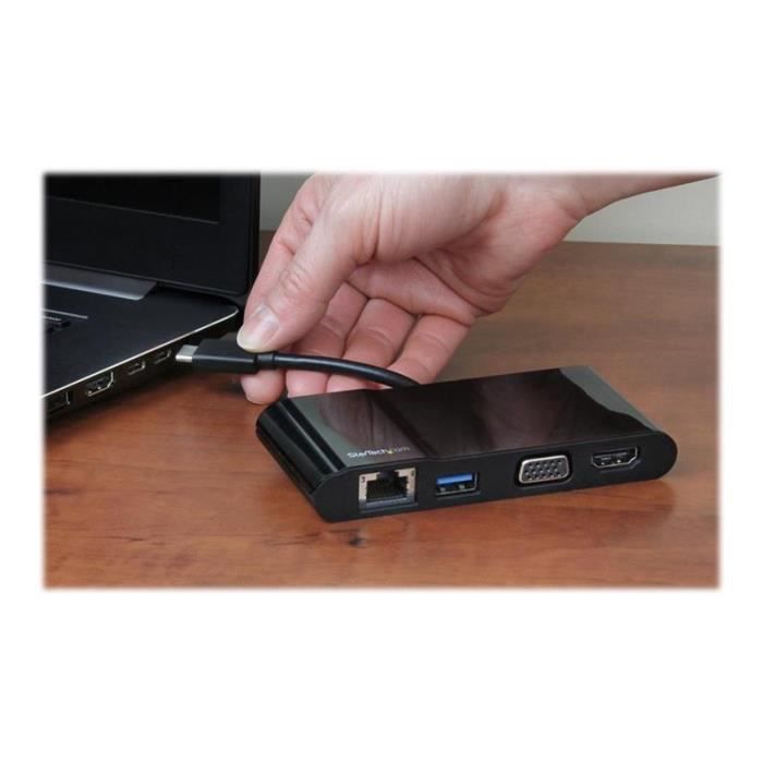 STARTECH.COM Adaptateur multiport USB-C pour ordinateur portable - HDMI 4K ou VGA - GbE - USB 3.0