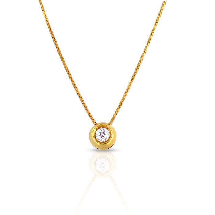 Collier solitaire en or jaune 375/1000 et diamant 0,10 ct de qualité