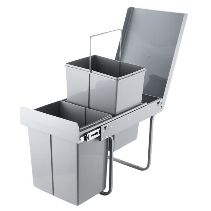 poubelle de cuisine tri sélectif recyclage 2 bacs (20+20 litres