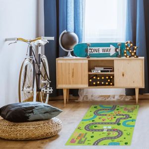 TAPIS Tapis vinyle Enfant - Motif circuit vert - 66 x 95 TAPIS Tapis vinyle Enfant - Motif circuit vert - 66 x 95