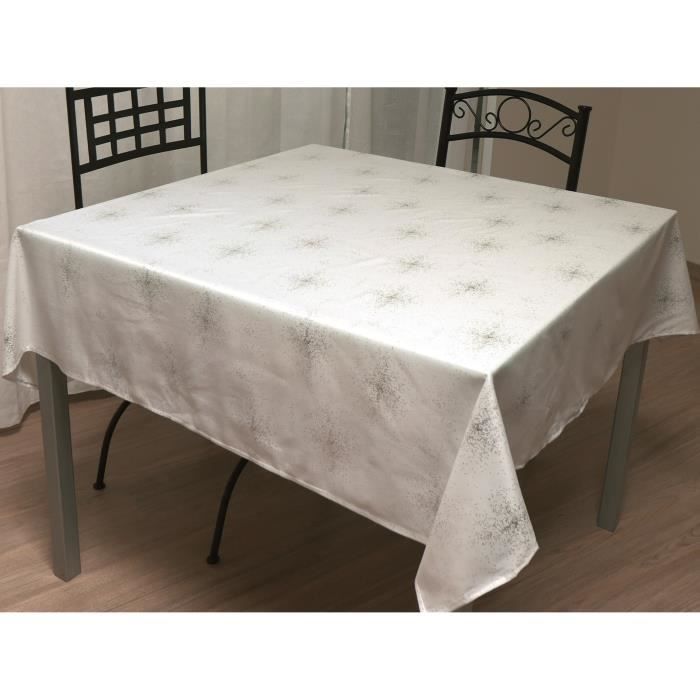 SOLEIL D'OCRE Nappe de table carrée Strass 180x180 cm blanc