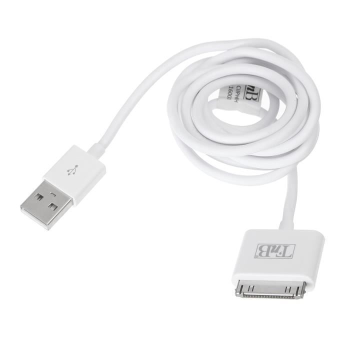 TNB Câble USB 2.0 M vers Dock pour recharger et synchroniser Iphone - 1m50 - Blanc
