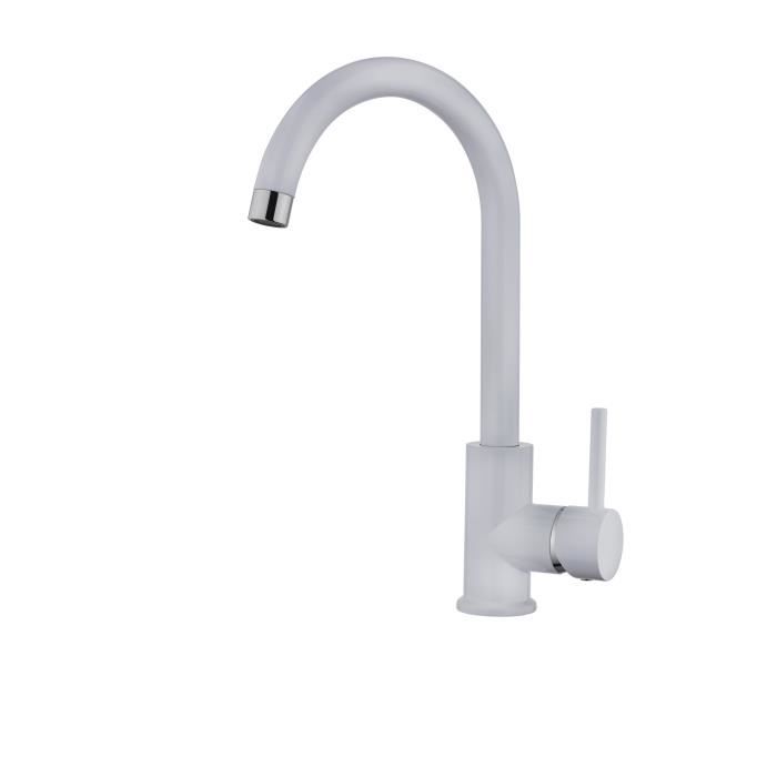 ESSEBAGNO Robinet mélangeur de cuisine Kiwo - Sans douchette - Blanc