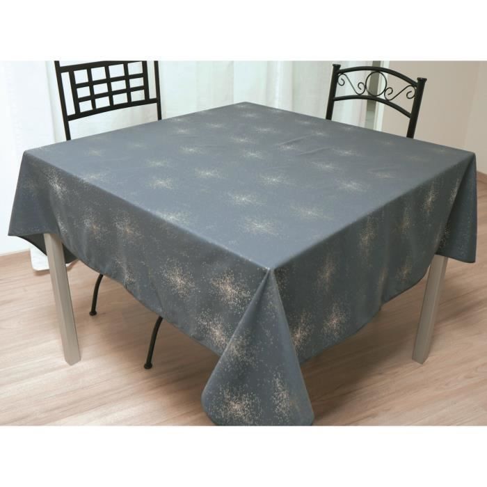 SOLEIL D'OCRE Nappe de table carrée Strass 180x180 cm gris