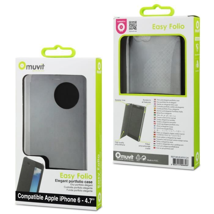 MUVIT Etui EASY FOLIO Noir Pour APPLE IPHONE 6/6S