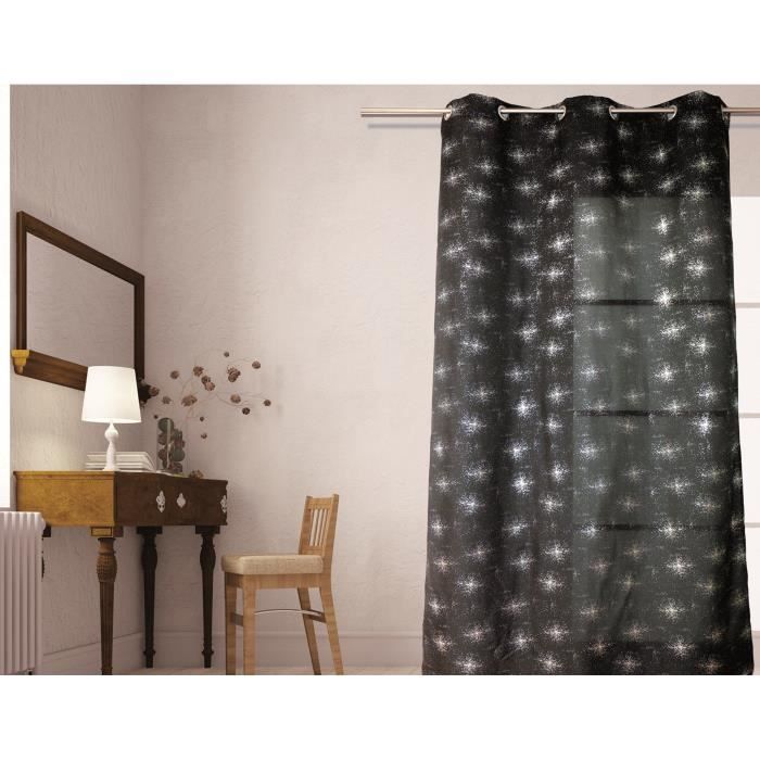 SOLEIL D'OCRE Rideau à Œillets Strass 140x240 cm noir