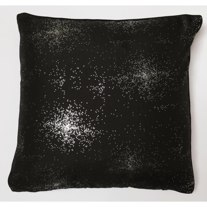SOLEIL D'OCRE Coussin impression argent Strass 40x40 cm noir