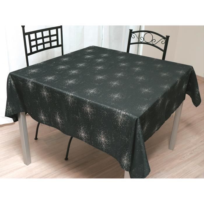 SOLEIL D'OCRE Nappe de table carrée Strass 180x180 cm noir