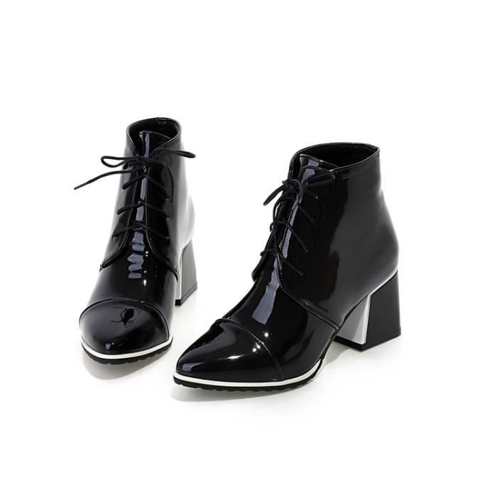 bottes courtes,Pure Color talon carr Pointu .