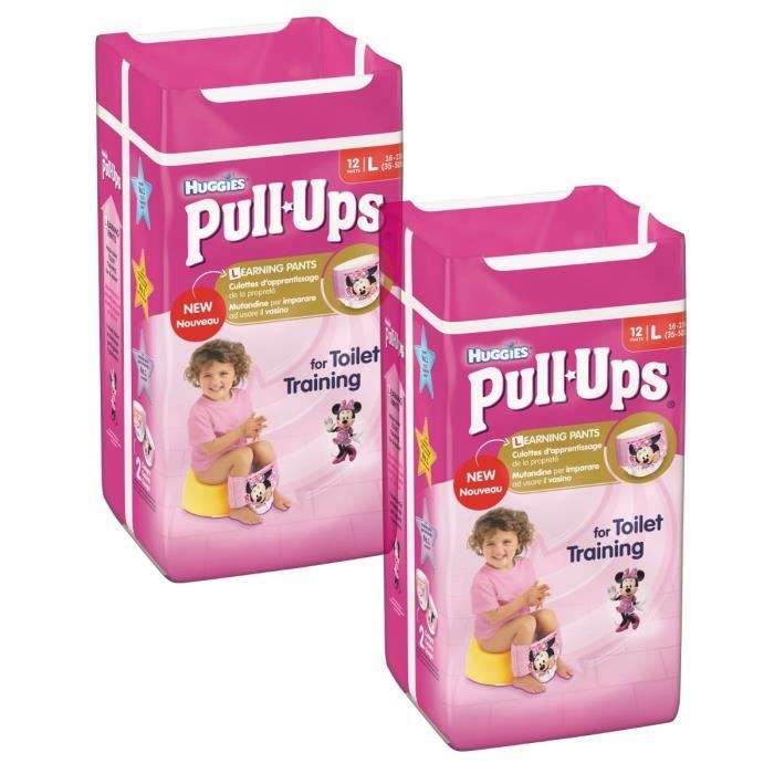 Lot de 2 HUGGIES Pull-Ups Girl Taille 6 - De 16 à 23kg - 12 couches