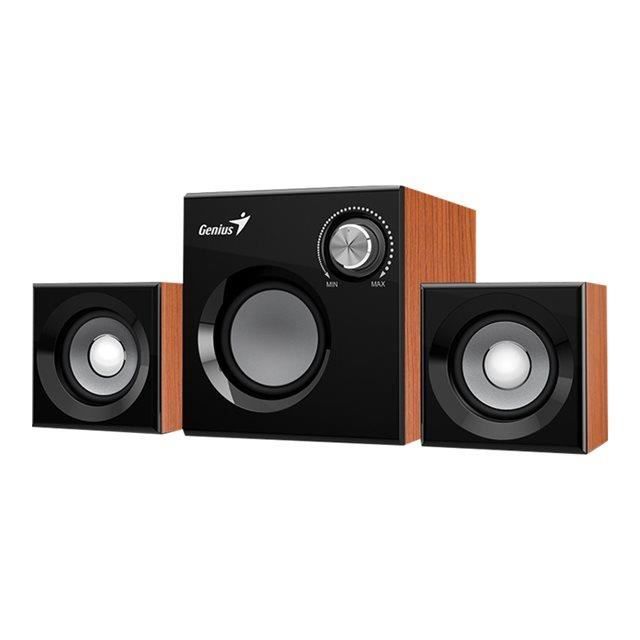GENIUS Haut parleurs HP SP HF 160 - USB - 8 Watts - Marron - PC / Mac / Smartphone / Tablette / Lecteur MP3 et CD