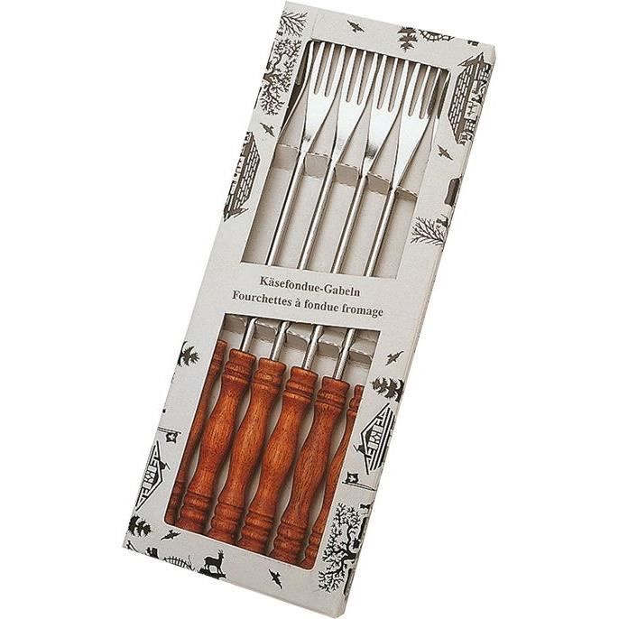 Fourchette 3 dents bois foncé - lot de 6