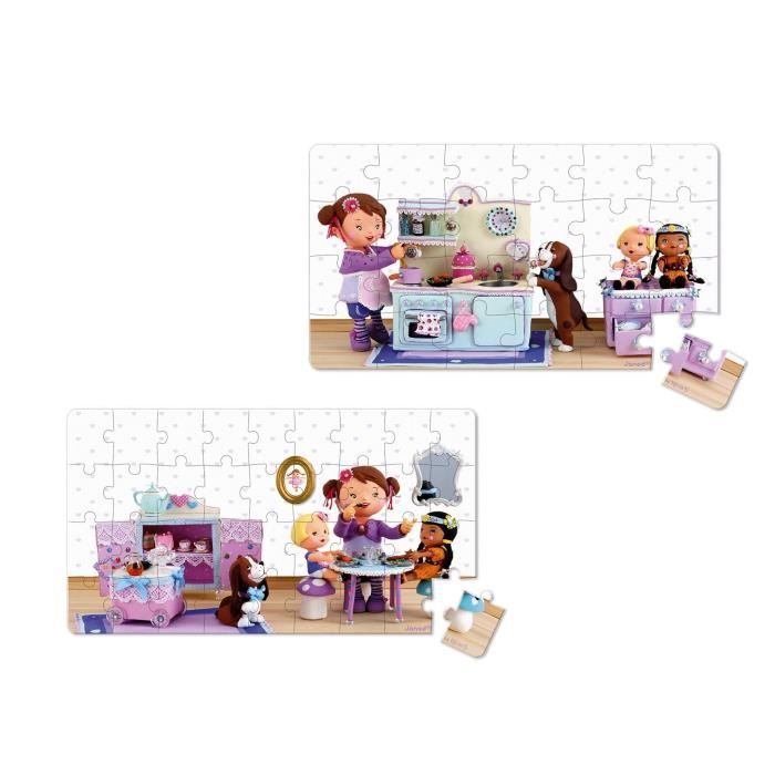 JANOD Lot de 2 Puzzles Lovely ''Lola joue à la dînette''