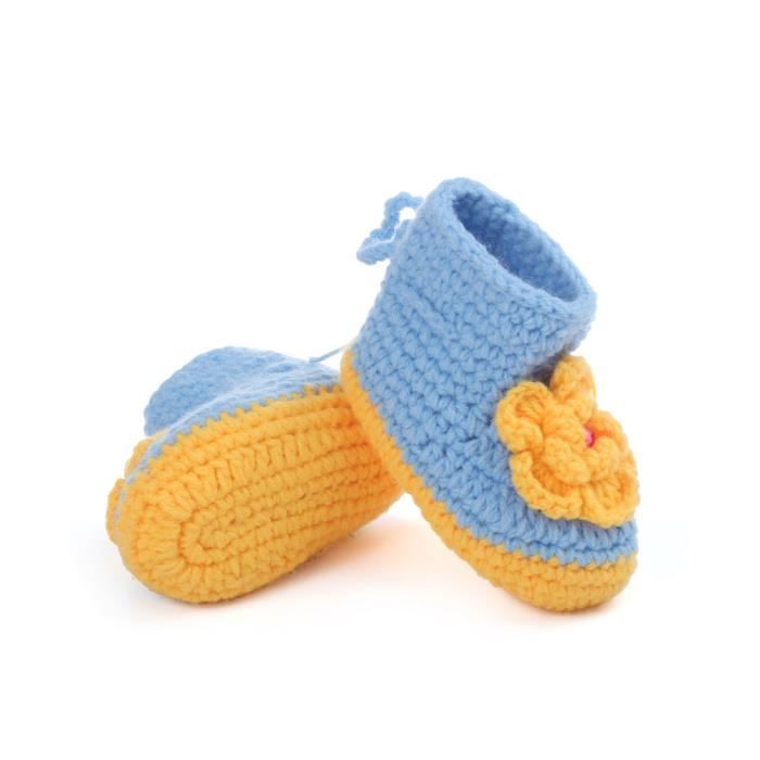 Chaussures Main En top Crochet Bb Bottes Fille bleu Tricot Haut La Hautes fxqBZ1wZv