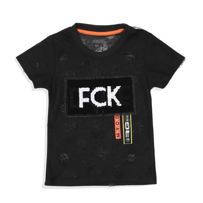 RG512 - T-shirt Noir Manches Courtes - Garçon
