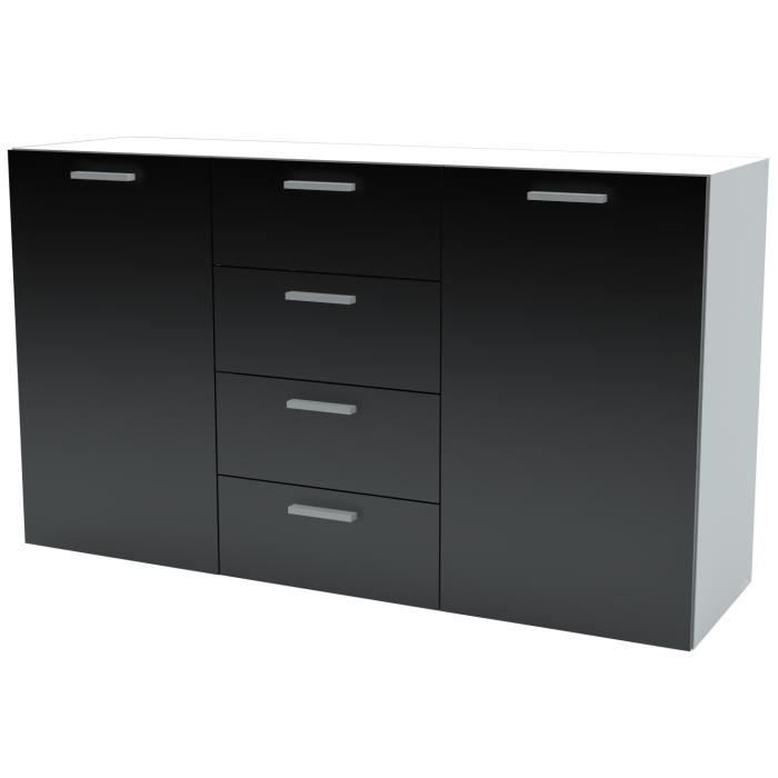 FLORIDA Enfilade style contemporain blanc et noir laqué - L 135 cm