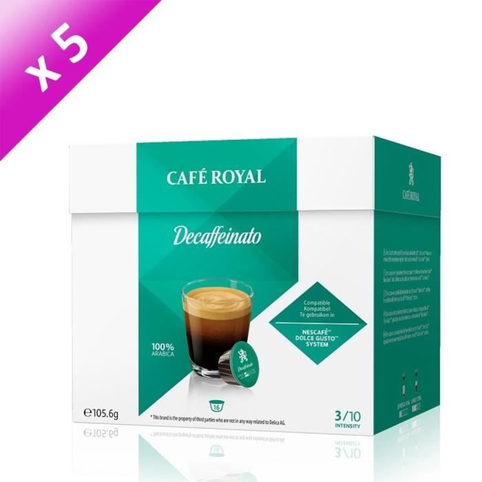 80 capsules CAFÉ ROYAL de café Décaffeinato 100% Arabica