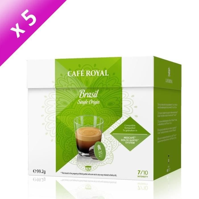 80 capsules CAFÉ ROYAL de café Single Origine Brésil 100% Arabica