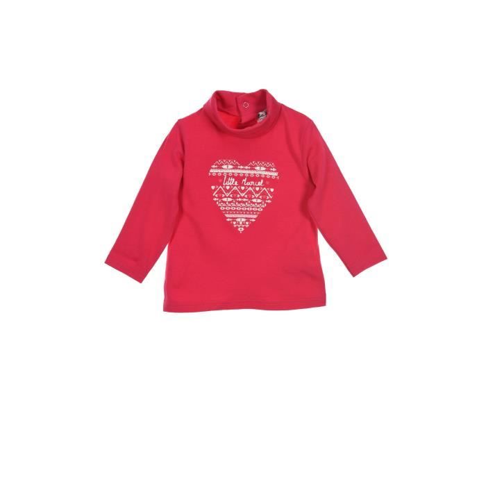LITTLE MARCEL Sous Pull Col Roulé Rose Fuchsia Bébé Fille
