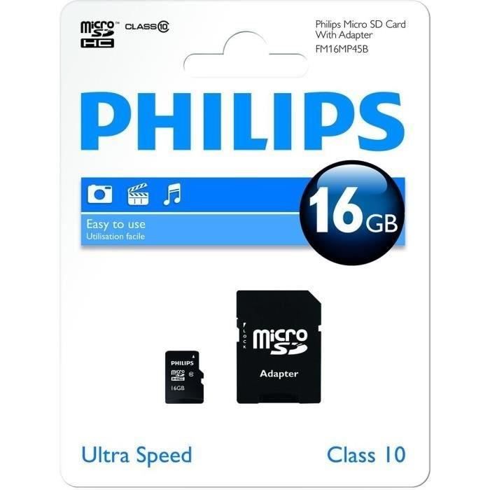 PHILIPS Carte SDHC - Class 10 - 16 Go