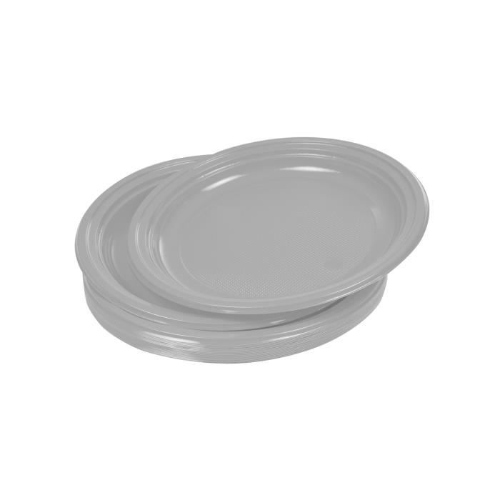 Lot de 25 assiettes à dessert jetables diamètre 17 cm gris