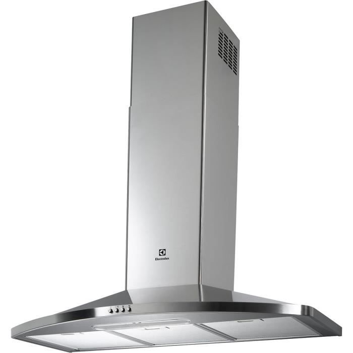 ELECTROLUX EFH9046-IX Hotte décorative murale -- Évacuation et recyclage - Débit d'air 610m3-h max - 3 vitesses - Larg. 90 cm - Inox