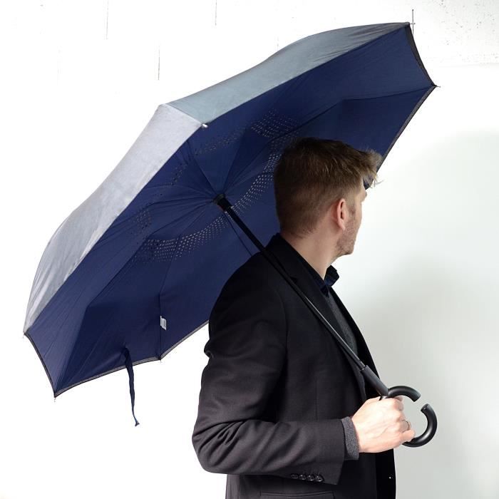 KINSTON Parapluie inversé Noir/Bleu