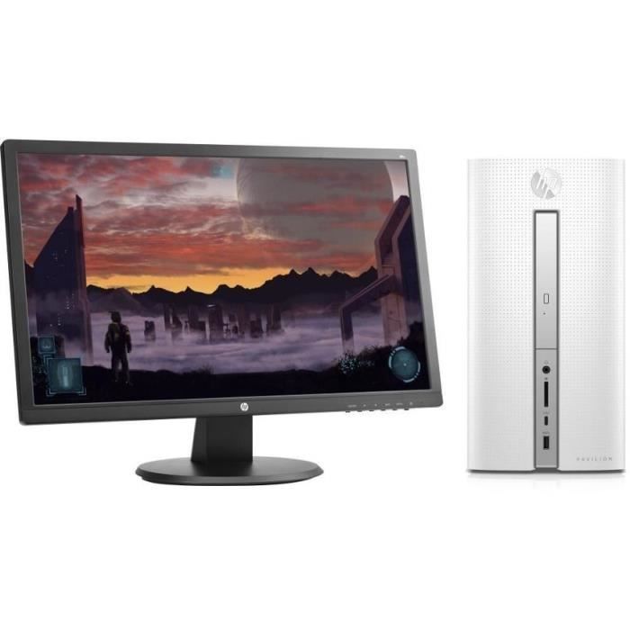 HP PC de Bureau Pavilion 570p016nf - RAM 8Go - Core i5-7400 - Intel HD 630 - Stockage 1To + Ecran 24\